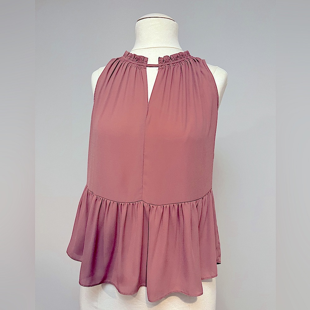 SUSINA NORDSTROM RACK MAUVE PEPLUM BLOUSE | RUFFLE NECK | BUSINESS CASUAL